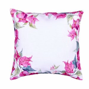 CUSCINO 45X45 CON CORNICE DI FIORI BOUGAINVILLE