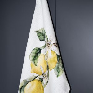 CANOVACCIO CON TRE LIMONI E FIORI AL CENTRO