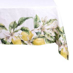 TOVAGLIA 280X150 CON CORNICE DI LIMONI E FIORI