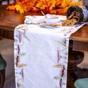 RUNNER 140X50 CON FUNGHI E FOGLIE SUI LATI LUNGHI