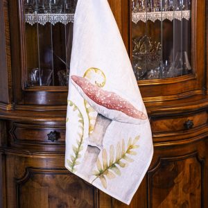 CANOVACCIO CON DISEGNO FUNGO ROSSO IN BASSO